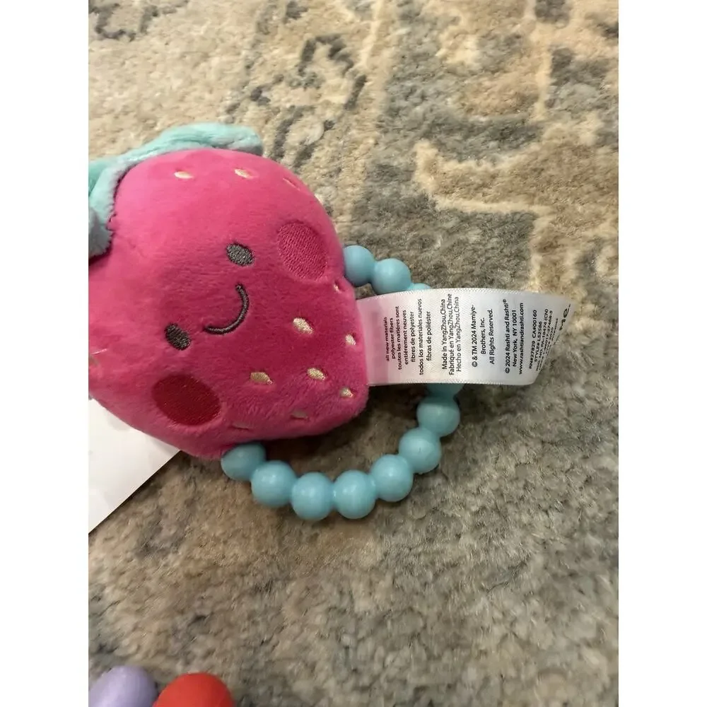 Manhattan Toy Atom Colorpop Rattle & Teether Grasping & Strawberry Tether NEW